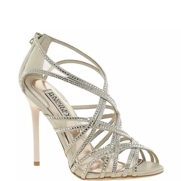 Badgley Mischka Shoes - Badgley Mischa Gloria Vansat Cream with Rhinestones Size 10